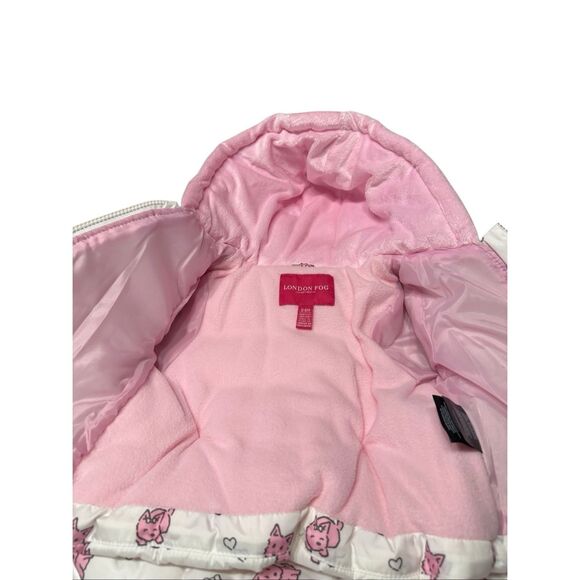 London Fog newborn puffer 2-pc bunting Set  0-6 Months Pink/White NWT - Picture 6 of 6